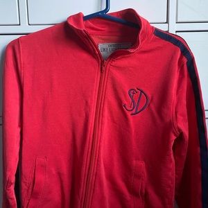 RED ZIP UP HOODIE